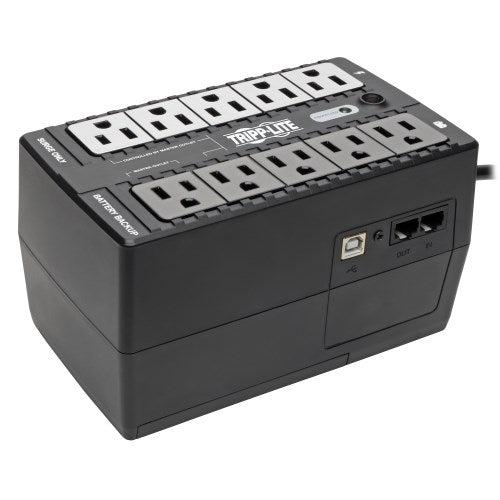 Tripp-Lite ECO550UPS | 550VA 300W Standby UPS - 10 NEMA 5-15R Outlets, 120V, 50/60 Hz, 5-15P Plug, ENERGY STAR, Desktop/Wall