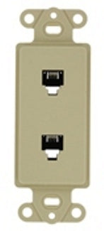 Leviton 40539-PMT | Midsize Telephone Wall Jack, 6P4C, Light Almond
