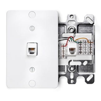 Leviton 40249-W | Standard Telephone Wall Jack, 6P4C, Screw Terminals, White