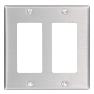 Leviton 83409 | 2-Gang Decora/GFCI Device Decora Wallplate, Standard Size, Aluminum, Device Mount, Aluminum