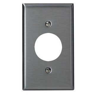 Leviton 84003 | 1-Gang Duplex Device Receptacle Wallplate, Standard Size, 430 Stainless Steel, Device Mount, Stainless Steel