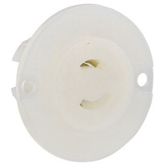 Leviton ML1-PER | 15 Amp, 125 Volt, NEMA ML-1R, 2P, W, Flanged Outlet Locking Receptacle,Industrial Grade, Non-Grounding, MiniLock - WHITE