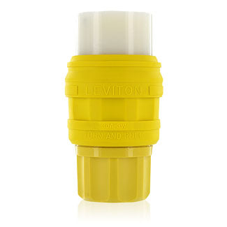 Leviton 78W48-C | 30 Amp, 250 Volt, NEMA L6-30, 2P, 3W, Locking Connector for Single Inlet, Industrial Grade, Grounding, Wetguard - YELLOW