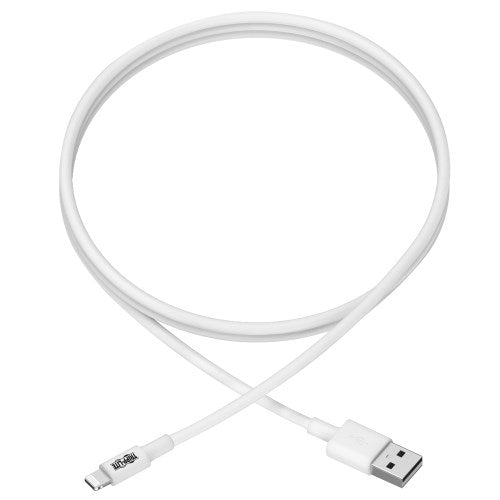Tripp-Lite M100-003-WH | USB-A to Lightning Sync/Charge Cable, MFi Certified - White, M/M, USB 2.0, 3 ft. (0.91 m)