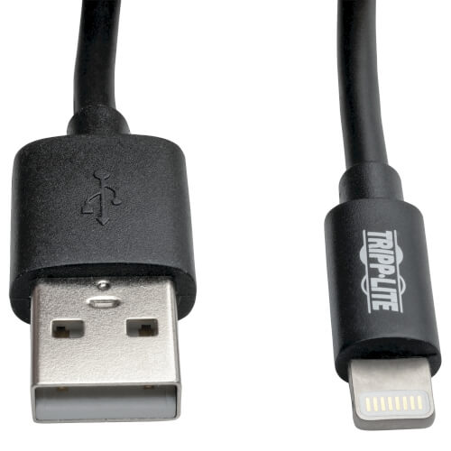 Tripp-Lite M100-004COIL-BK | USB-A to Lightning Sync/Charge Coiled Cable, MFi Certified - Black, M/M, USB 2.0, 4 ft. (1.22 m)