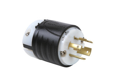 Legrand L1520-P | Pass and Seymour | 20 Amp NEMA Plug L1520 - Black Back, White Front Body