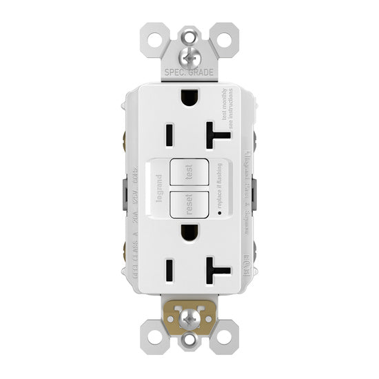 Legrand 2097W | Radiant Collection | Radiant Spec-Grade 20A Self-Test GFCI Receptacle, White