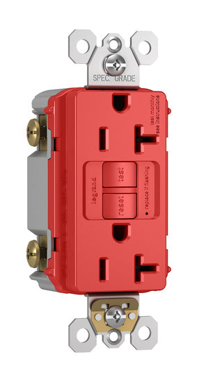 Legrand 2097-RED | Radiant Collection | Radiant Spec-Grade 20A Self-Test GFCI Receptacle, Red