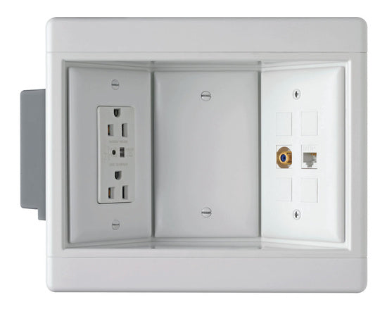 Legrand TV3WTVSSW | Pass and Seymour | Three-Gang Recessed TV Box Kit, White
