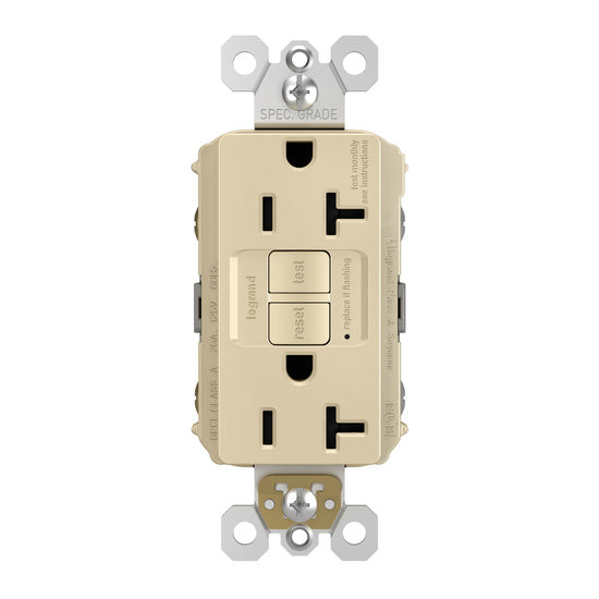 Legrand 2097-I | Radiant Collection | Radiant Spec-Grade 20A Self-Test GFCI Receptacle, Ivory