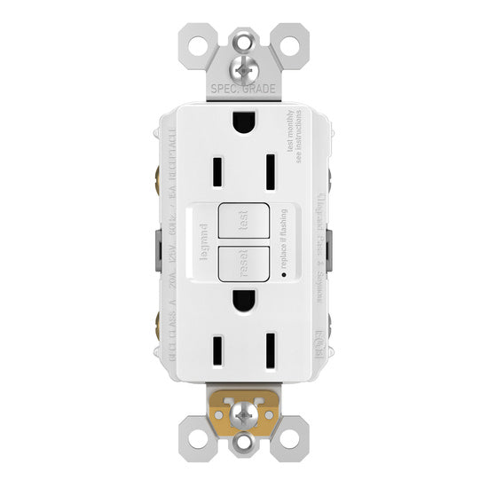 Legrand 1597-W | Radiant Collection | Radiant Spec-Grade 15A Self-Test GFCI Receptacle, White