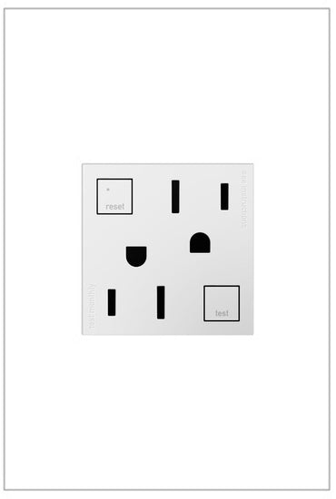 Legrand AGFTR2152W4 | Adorne Collection | Adorne 15A Tamper-Resistant Self-Test GFCI Outlet, White