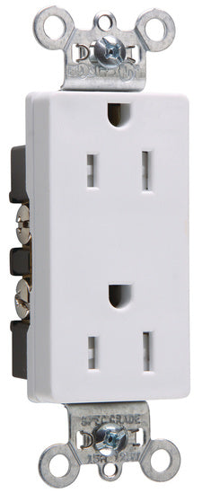Legrand TR26252-W | Pass and Seymour | TR26252W Tamper-Resistant Decorator Spec Grade Receptacle, Back & Side Wire, 15A, 125V, White
