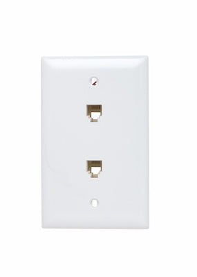 Legrand TPTE2W | On-Q | Communication Device, Single Gang, Two Modular Four Conductor RJ11 Telephone Jacks with Wall Plate, White