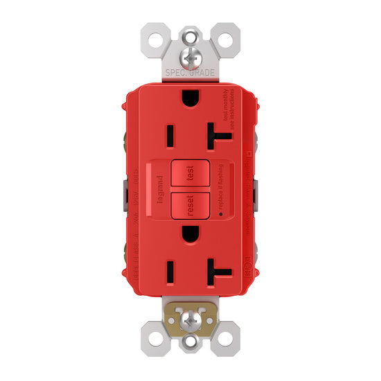 Legrand 2097-RED | Radiant Collection | Radiant Spec-Grade 20A Self-Test GFCI Receptacle, Red
