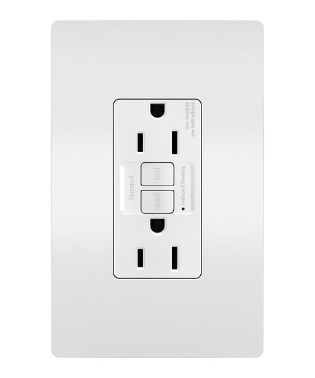 Legrand 1597-W | Radiant Collection | Radiant Spec-Grade 15A Self-Test GFCI Receptacle, White