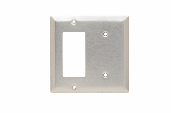 Legrand SS1426 | Pass and Seymour | Combination Openings, 1 Blank & 1 Decorator, Two Gang, 302/304 Stainless Steel