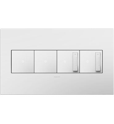 Legrand AWP4GWHW4 | Adorne Collection | Adorne Gloss White-on-White 4-Gang Screwless Wall Plate