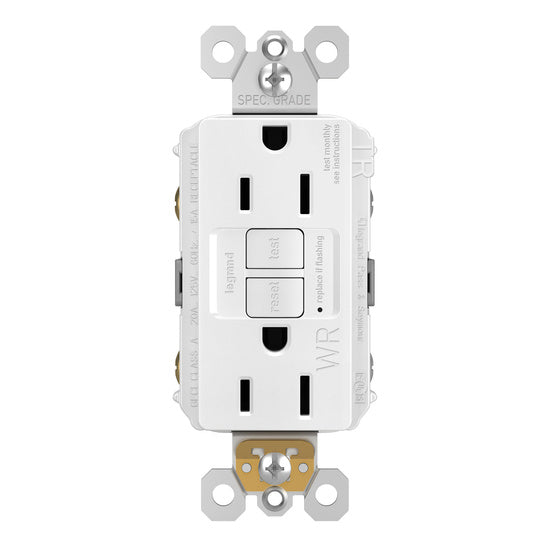 Legrand 1597TRWRW | Radiant Collection | Radiant Spec-Grade 15A Weather-Resistant Self-Test GFCI Receptacle, White