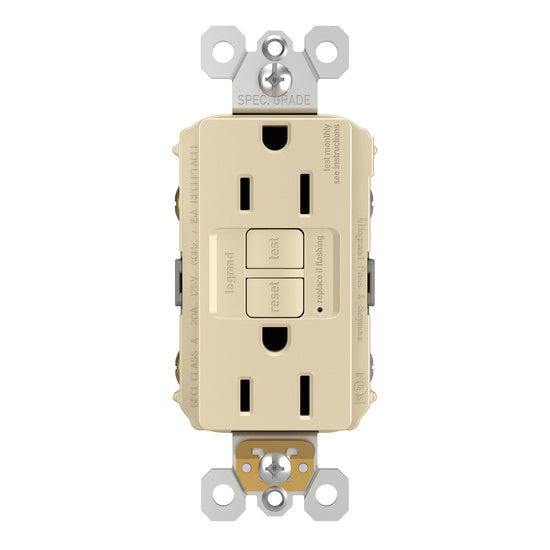 Legrand 1597-I | Radiant Collection | Radiant Spec-Grade 15A Self-Test GFCI Receptacle, Ivory