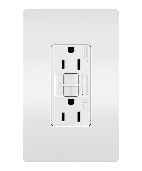 Legrand 1597TRWRW | Radiant Collection | Radiant Spec-Grade 15A Weather-Resistant Self-Test GFCI Receptacle, White
