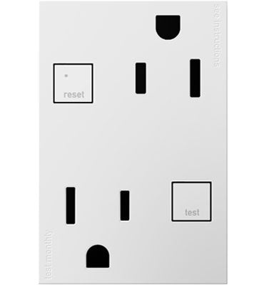 Legrand AGFTR2153W4 | Adorne Collection | Adorne 15A Tamper-Resistant Self-Test GFCI Outlet - Plus-Size, White