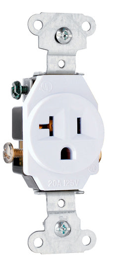 Legrand 5351-W | Pass and Seymour | Heavy-Duty Spec Grade Single Receptacles, Side Wire, 20A, 125V, White
