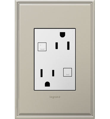 Legrand AGFTR2153W4 | Adorne Collection | Adorne 15A Tamper-Resistant Self-Test GFCI Outlet - Plus-Size, White