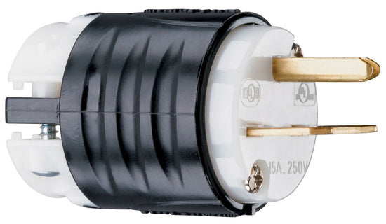 Legrand PS5666-X | Pass and Seymour | 15A, 250V Extra-Hard Use Spec-Grade Plug, Black & White