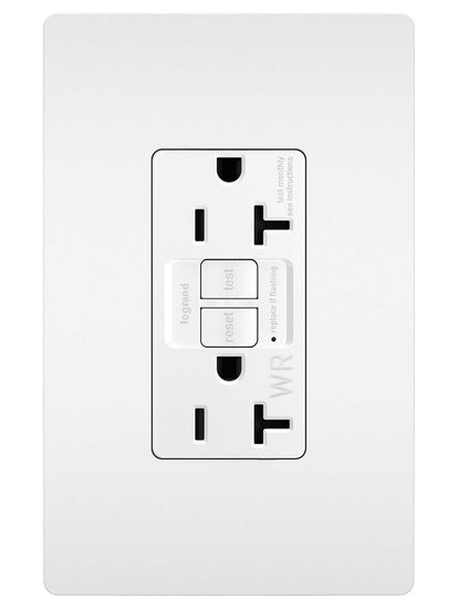 Legrand 2097TRWRW | Radiant Collection | Radiant Spec-Grade 20A Weather-Resistant Self-Test GFCI Receptacle, White