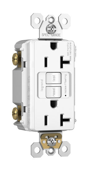 Legrand 2097-TRW | Radiant Collection | Radiant Spec-Grade 20A Tamper-Resistant Self-Test GFCI Receptacle, White
