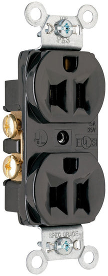 Legrand CRB5262-BK | Pass and Seymour | Construction Spec Grade Receptacles, Back & Side Wire, 15A, 125V, Black