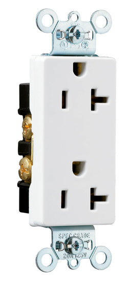 Legrand 26342W | Pass and Seymour | Heavy-Duty Decorator Spec Grade Receptacles, Side Wire, 20A, 125V, White