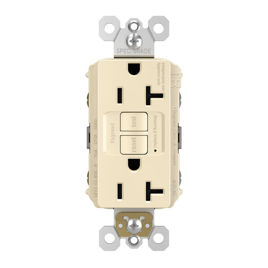 Legrand 2097-TRLA | Radiant Collection | Radiant Spec-Grade 20A Tamper-Resistant Self-Test GFCI Receptacle, Light Almond
