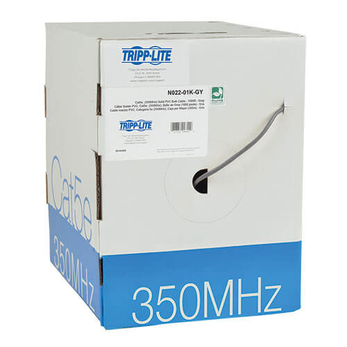 Tripp-Lite N022-01K-GY | Cat5e 350 MHz Solid-Core (UTP) PVC Bulk Ethernet Cable - Gray, 1000 ft. (304.8 m), TAA