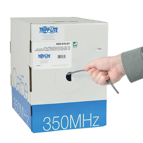 Tripp-Lite N022-01K-GY | Cat5e 350 MHz Solid-Core (UTP) PVC Bulk Ethernet Cable - Gray, 1000 ft. (304.8 m), TAA