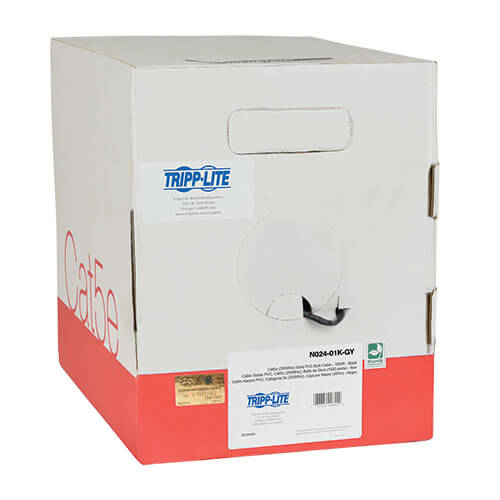 Tripp-Lite N024-01K-GY | Cat5e 350 MHz Solid-Core Plenum-Rated (UTP) PVC Bulk Ethernet Cable - Gray, 1000 ft. (304.8 m)