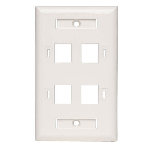 Tripp-Lite N042-001-04-WH | 4-Port Keystone Faceplate, Single Gang, ID Labels, White, TAA