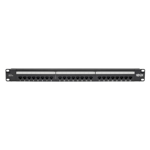 Tripp-Lite N052-P24 | Cat5e 24-Port Patch Panel - PoE+ Compliant, 110/Krone, 568A/B, RJ45 Ethernet, 1U Rack-Mount, TAA