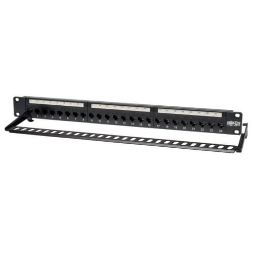 Tripp-Lite N054-024 | 24-Port 1U Rack-Mount Cat5e Feedthrough Patch Panel, RJ45 Ethernet, TAA