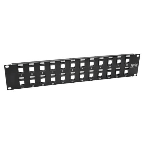 Tripp-Lite N062-024-KJ | 24-Port 2U Rack-Mount Unshielded Blank Keystone/Multimedia Patch Panel, RJ45 Ethernet, USB, HDMI, Cat5e/6