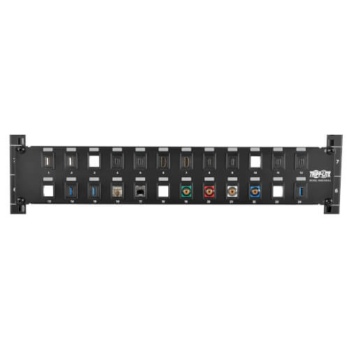 Tripp-Lite N062-024-KJ | 24-Port 2U Rack-Mount Unshielded Blank Keystone/Multimedia Patch Panel, RJ45 Ethernet, USB, HDMI, Cat5e/6