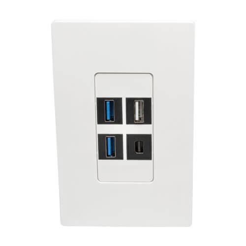 Tripp-Lite N080-104 | 4-Port Keystone Single-Gang Faceplate, White, TAA