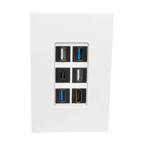 Tripp-Lite N080-106 | 6-Port Keystone Single-Gang Faceplate, White, TAA