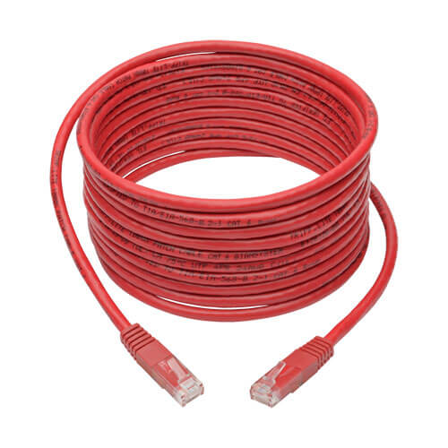 Tripp-Lite N200-015-RD | Cat6 Gigabit Molded (UTP) Ethernet Cable (RJ45 M/M), Red, 15 ft. (4.57 m)