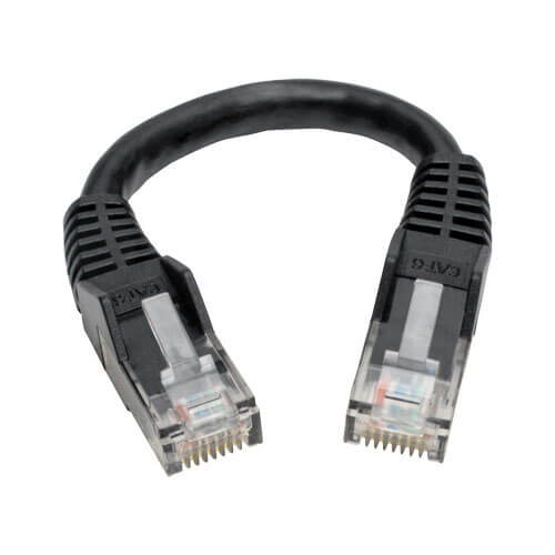 Tripp-Lite N201-06N-BK | Cat6 Gigabit Snagless Molded (UTP) Ethernet Cable (RJ45 M/M), Black, 6-in. (15.24 cm)