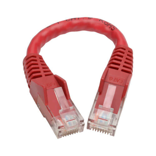 Tripp-Lite N201-06N-RD | Cat6 Gigabit Snagless Molded (UTP) Ethernet Cable (RJ45 M/M), Red, 6-in. (15.24 cm)