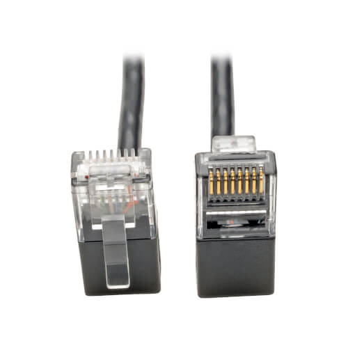 Tripp-Lite N201-SR2-BK | Right-Angle Cat6 Gigabit Snagless Molded Slim UTP Ethernet Cable (RJ45 M/M), Black, 2 ft. (0.61 m)