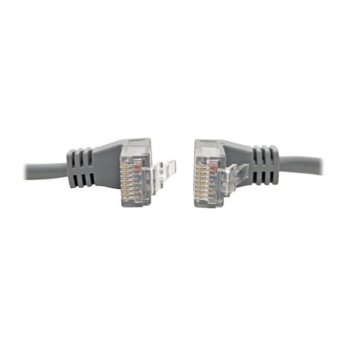 Tripp-Lite N201-SR2-GY | Right-Angle Cat6 Gigabit Snagless Molded Slim UTP Ethernet Cable (RJ45 M/M), Gray, 2 ft. (0.61 m)