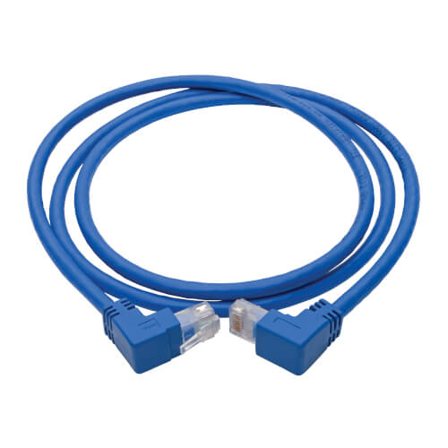 Tripp-Lite N204-004-BL-UD | Up/Down-Angle Cat6 Gigabit Molded UTP Ethernet Cable (RJ45 Up-Angle M to RJ45 Down-Angle M), Blue, 4 ft. (1.22 m)